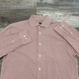 Johnnie-O Dorsey Sangria Pink Mens M Classic Check‎ Long Sleeve Button Up Shirt